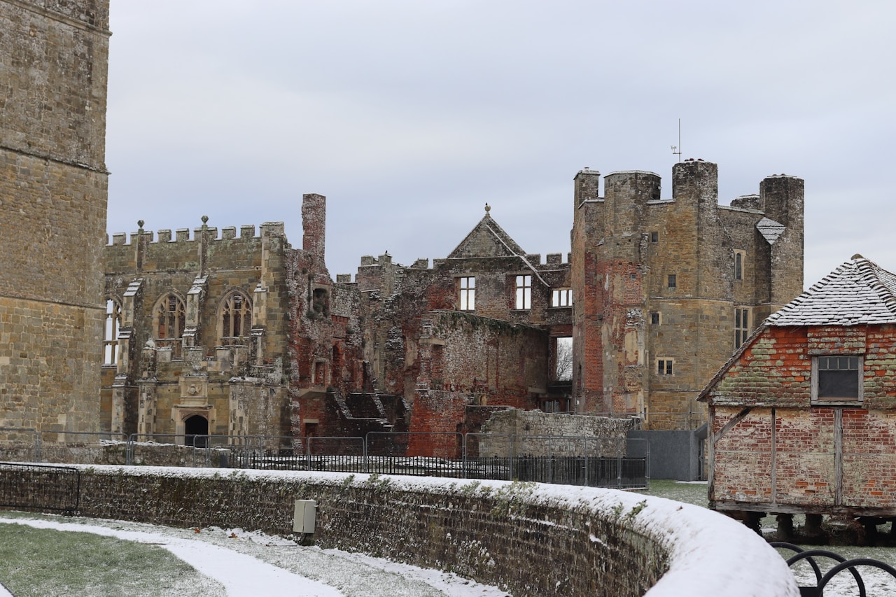 Medieval castle ruins in the English countryside